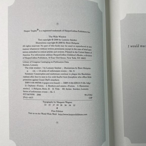 The Wide Window Lemony Snicket Book 3 A Series of Unfortunate Events u 2000 - Picture 9 of 10